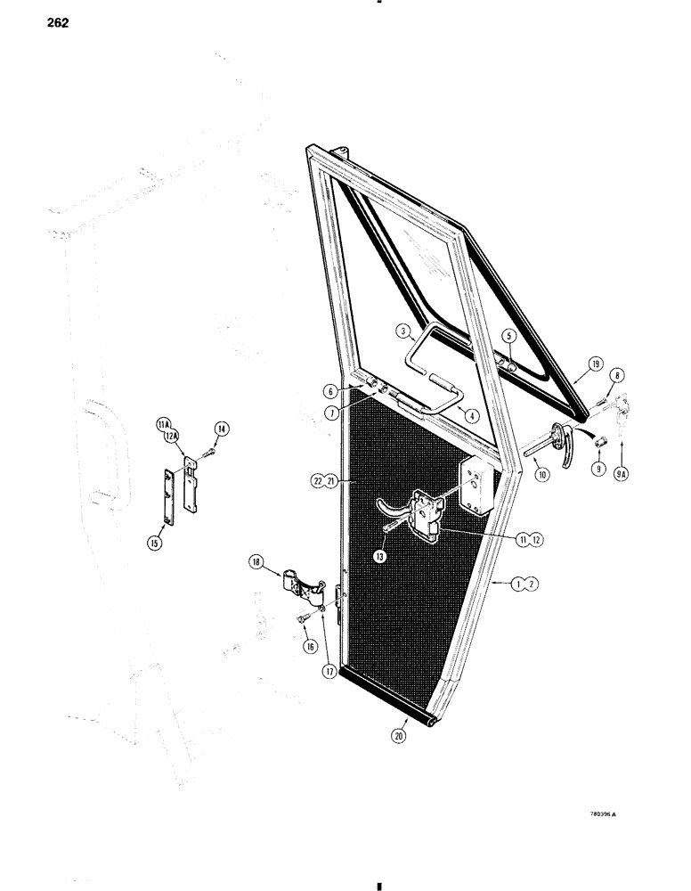 Схема запчастей Case W11 - (262) - CAB DOORS AND LATCHES (09) - CHASSIS/ATTACHMENTS