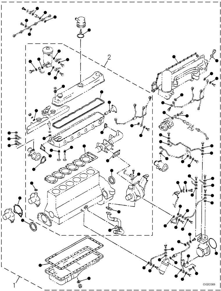 Схема запчастей Case CX460 - (02-27) - PACKAGE, SEALS - ENGINE (02) - ENGINE