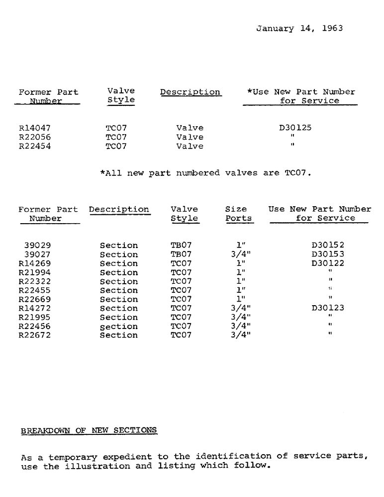 Схема запчастей Case 1000C - (001H) - PARTS BULLETIN, CONTINUED (00) - GENERAL