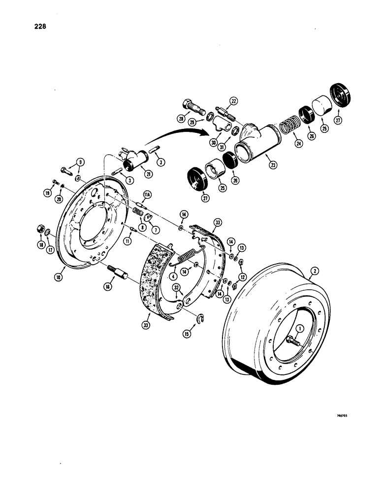 Схема запчастей Case W20 - (228) - W18 AND W20 FRONT AND REAR AXLE BRAKES (06) - POWER TRAIN