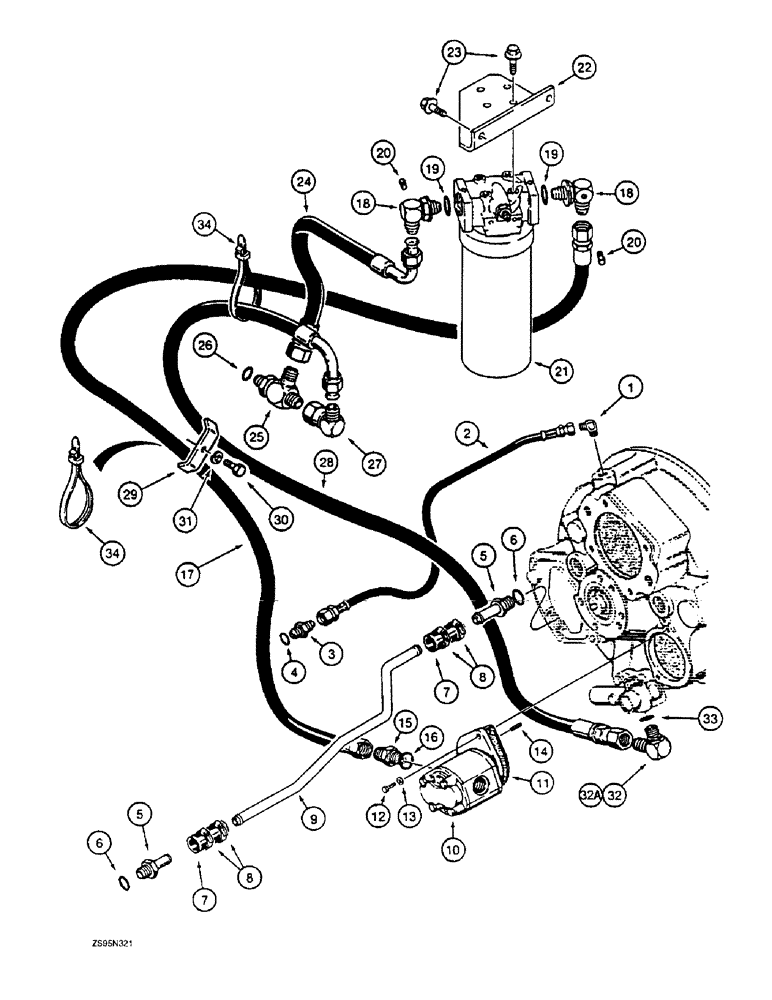 Схема запчастей Case 1155E - (6-48) - TRANSMISSION HYDRAULIC CIRCUIT, TORQUE CONVERTER TO TRANSMISSION (06) - POWER TRAIN