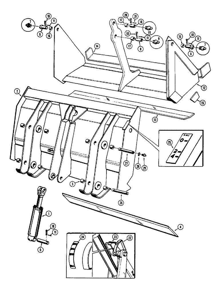 Схема запчастей Case 33S - (024) - DROTT 4-IN-1 BUCKET, * USED WITH SNAP RING TYPE MOUNTING PINS 