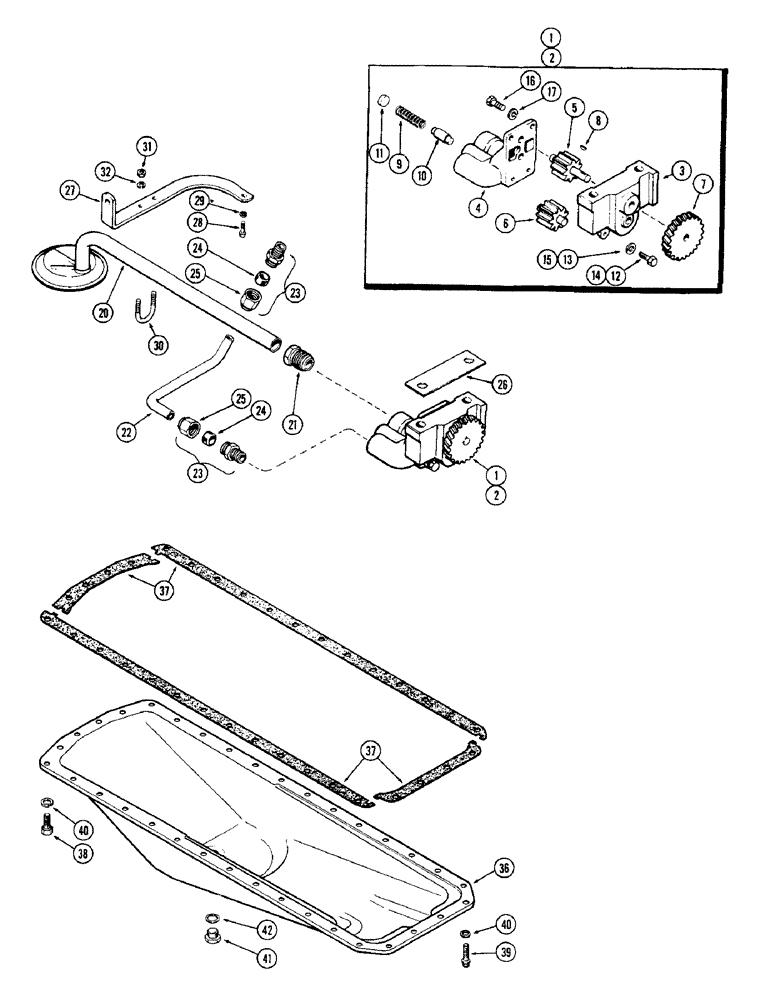 Схема запчастей Case W9B - (011A) - OIL PUMP, (401) DIESEL ENGINE, FIRST USED ENGINE SERIAL NUMBER 2173890 (02) - ENGINE