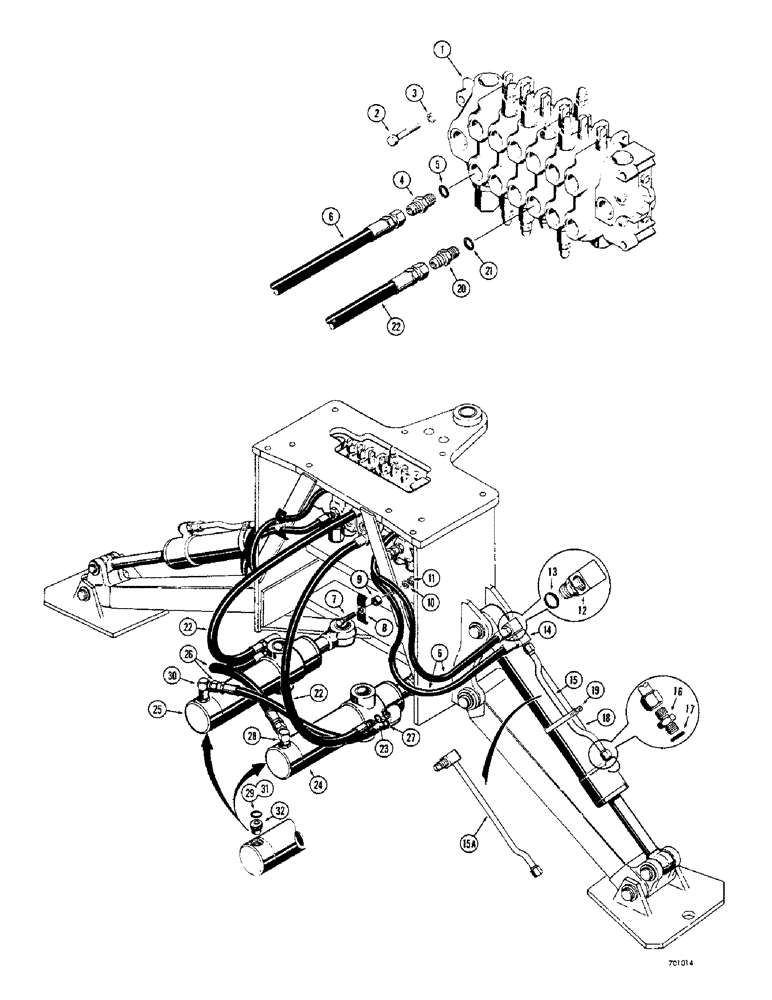 Схема запчастей Case 33S - (132) - SWING AND STABILIZER CYLINDER HYDRAULICS, * (LATE PRODUCTION 