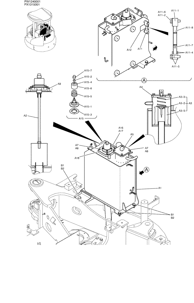 Схема запчастей Case CX36B - (01-014) - TANK ASSY, HYD (NIBBLER & BREAKER) (35) - HYDRAULIC SYSTEMS