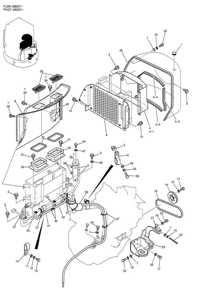 Схема запчастей Case CX50B - (05-018) - COOLER ASSY (PH20M00024F1) OPTIONAL PARTS