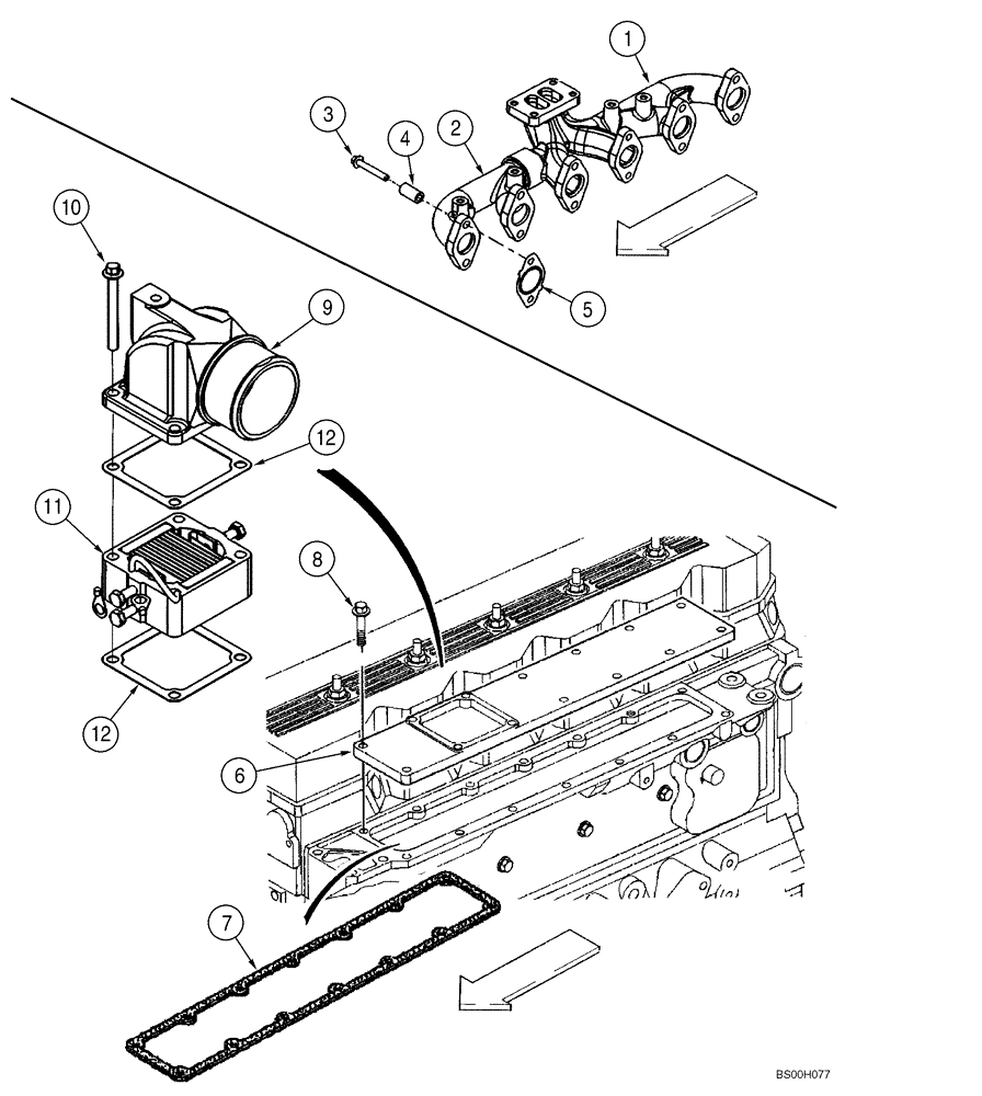 Схема запчастей Case CX240LR - (02-09) - MANIFOLDS - EXHAUST AND INTAKE (02) - ENGINE