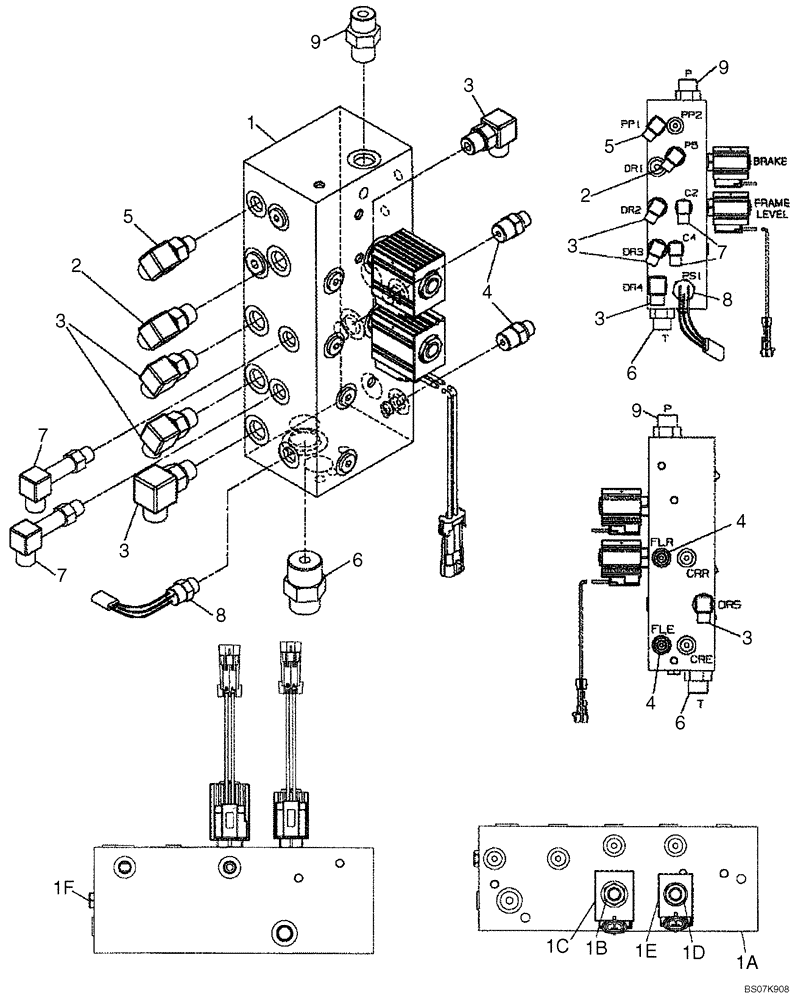 Схема запчастей Case 688G - (8-21) - HYDRAULIC DRAIN MANIFOLD AND FITTINGS (ASN 686G JFE0000705; 686GXR JFE0001847; 688G JFE0003612) (08) - HYDRAULICS