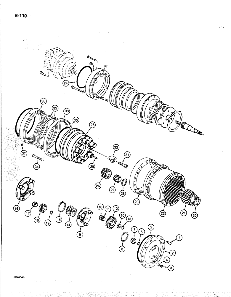 Схема запчастей Case 170B - (6-110) - FINAL DRIVE TRANSMISSION, P.I.N. 74341 THROUGH 74456 (06) - POWER TRAIN