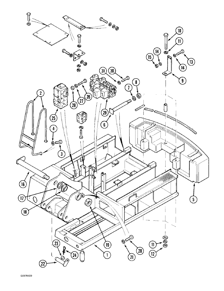 Схема запчастей Case 170C - (9-008) - TURNTABLE AND COUNTERWEIGHT, P.I.N. 02371 AND AFTER (09) - CHASSIS