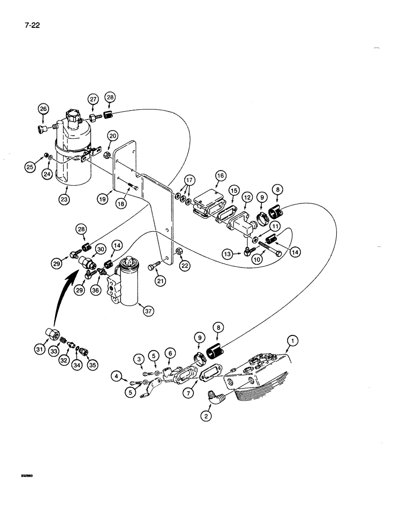 Схема запчастей Case 1085B - (7-022) - ALCOHOL EVAPORATOR (07) - BRAKES