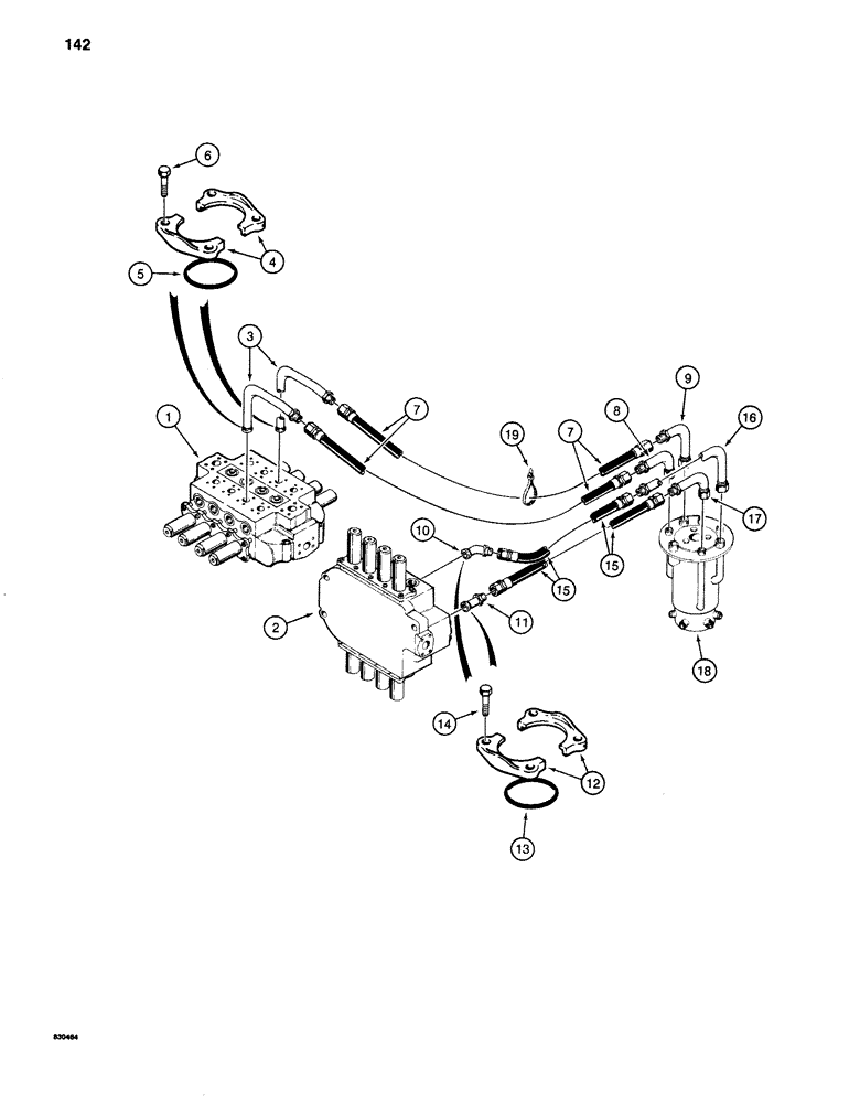 Схема запчастей Case 1280 - (142) - TRACK DRIVE HYDRAULIC LINES - UPPER (04) - UNDERCARRIAGE