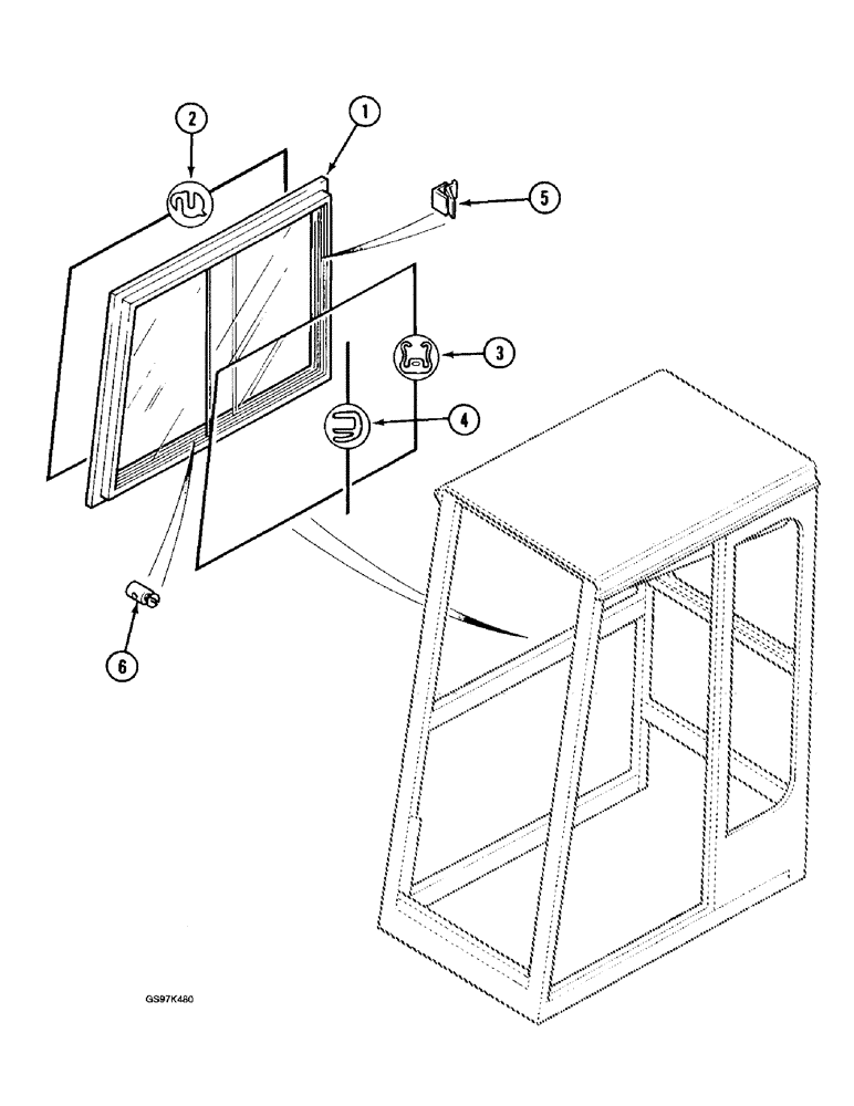 Схема запчастей Case 170C - (9-090) - CAB, SLIDING WINDOW, P.I.N. 74501 THROUGH 74662, P.I.N. 02301 THROUGH 02320 (09) - CHASSIS