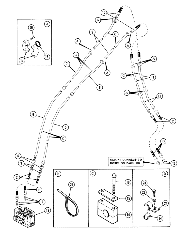 Схема запчастей Case 40 - (172) - AUXILIARY TUBING, (USED ON UNITS WITH "Y" BOOM) (35) - HYDRAULIC SYSTEMS