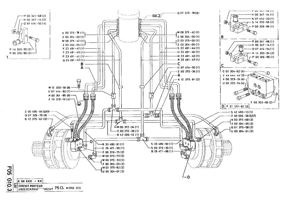 Схема запчастей Case 75C - (F05 G10.3) - UNDERCARRIAGE CIRCUIT - 75CL M1250 2CX (07) - HYDRAULIC SYSTEM