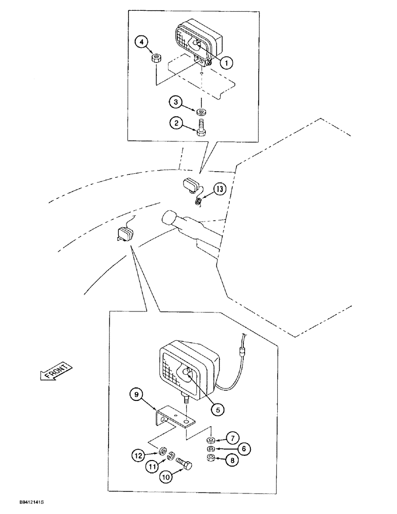 Схема запчастей Case 9020B - (4-028) - WORK LAMPS AND WIRING (04) - ELECTRICAL SYSTEMS