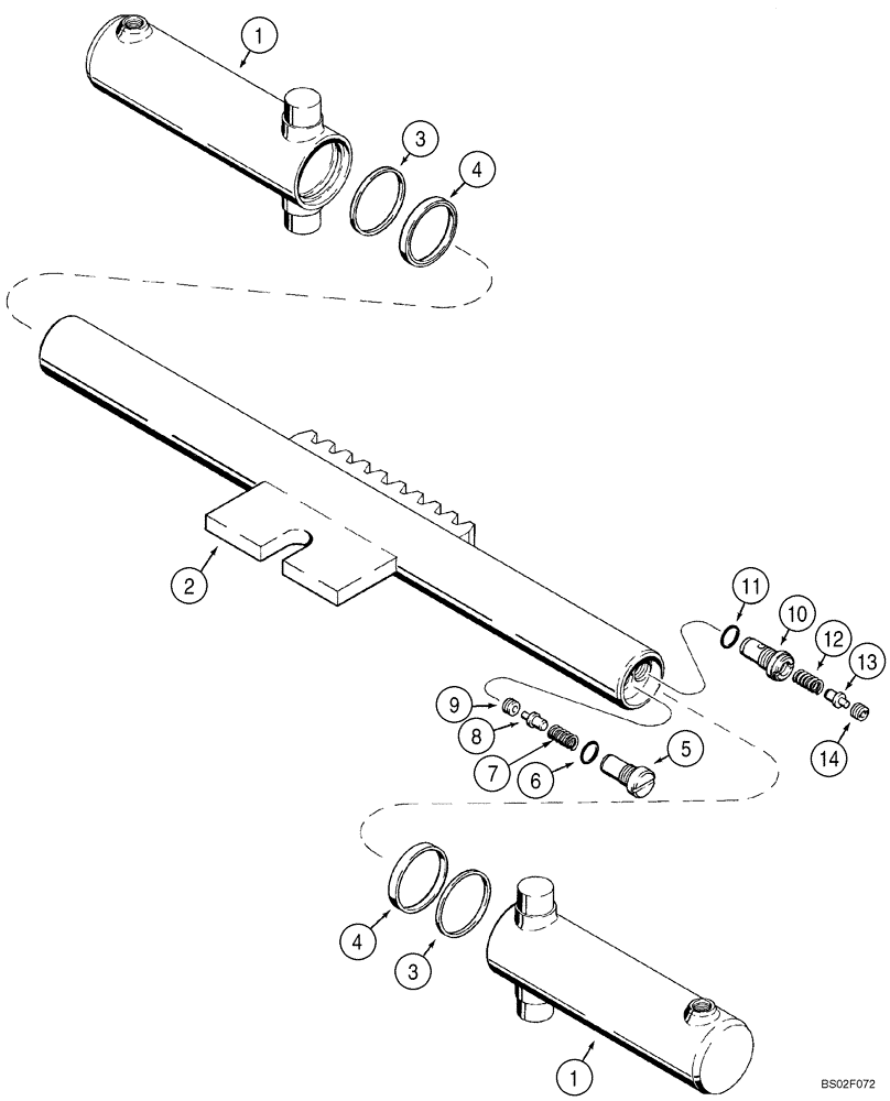 Схема запчастей Case 95XT - (08-30) - CYLINDER ASSY - BACKHOE SWING (NORTH AMERICA) (08) - HYDRAULICS