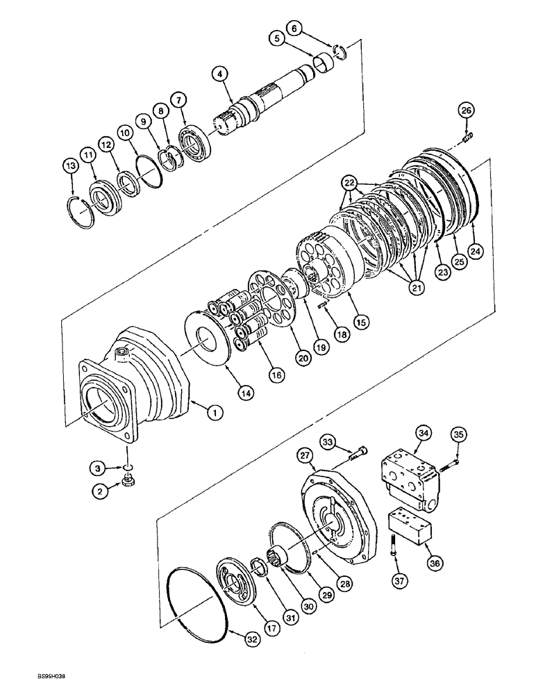 Схема запчастей Case 9060B - (8-152) - SWING MOTOR ASSEMBLY, PISTON MOTOR ASSEMBLY (08) - HYDRAULICS