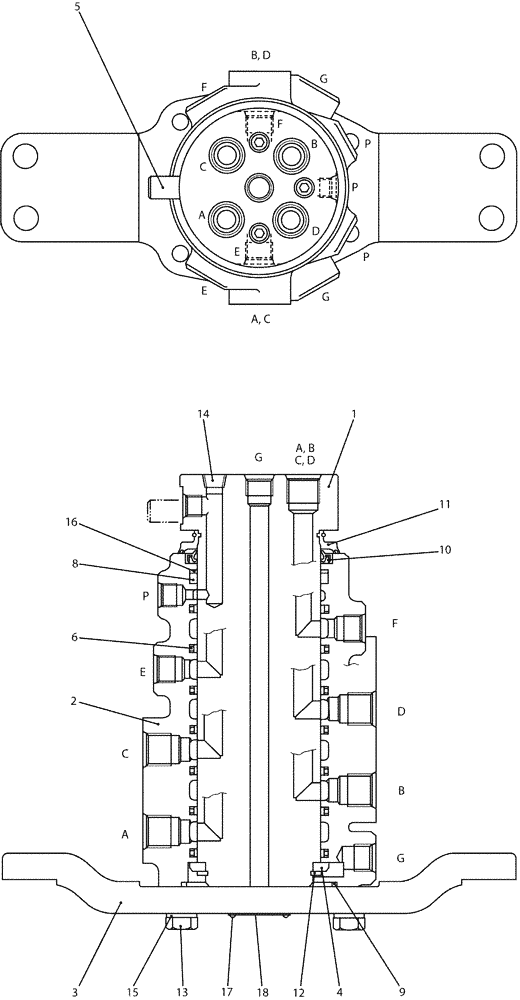 Схема запчастей Case CX50B - (07-050) - JOINT ASSY, SWIVEL (35) - HYDRAULIC SYSTEMS