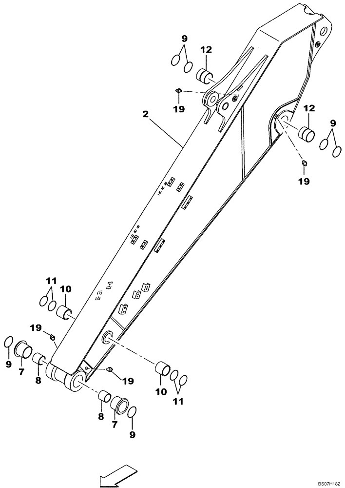 Схема запчастей Case CX160B - (09-55[00]) - ARM (2.62M) - OPTIONAL (09) - CHASSIS/ATTACHMENTS