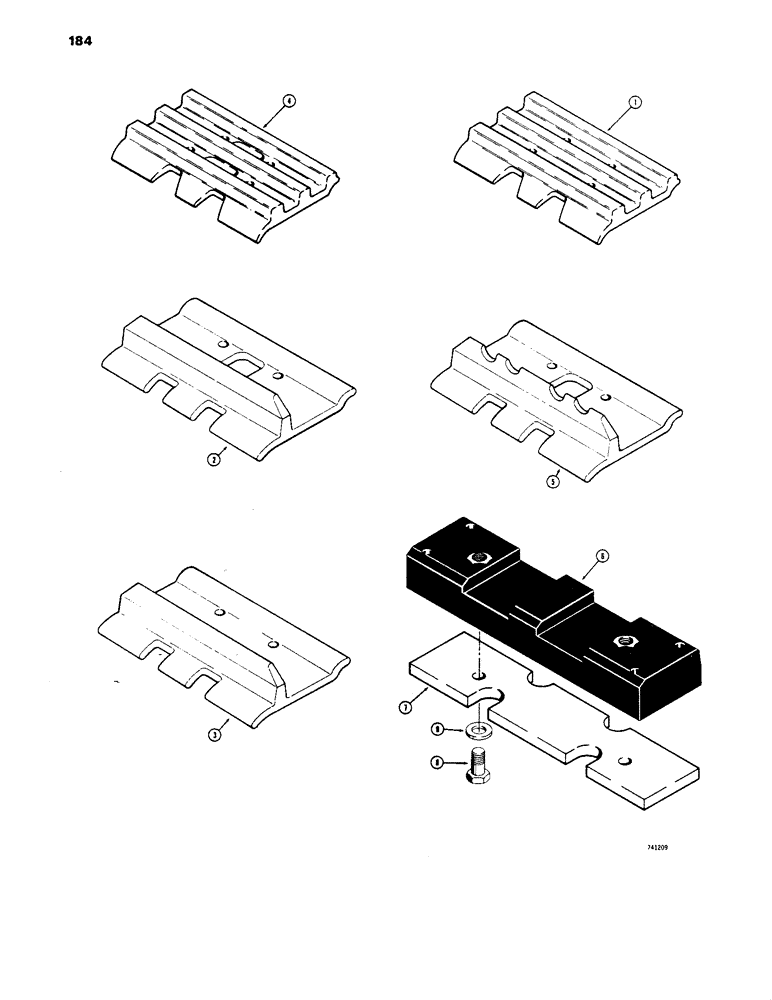 Схема запчастей Case 1450 - (184) - TRACK SHOES, SEMI-GROUSER, CLOSED, LOADER MODELS ONLY (11) - TRACKS/STEERING