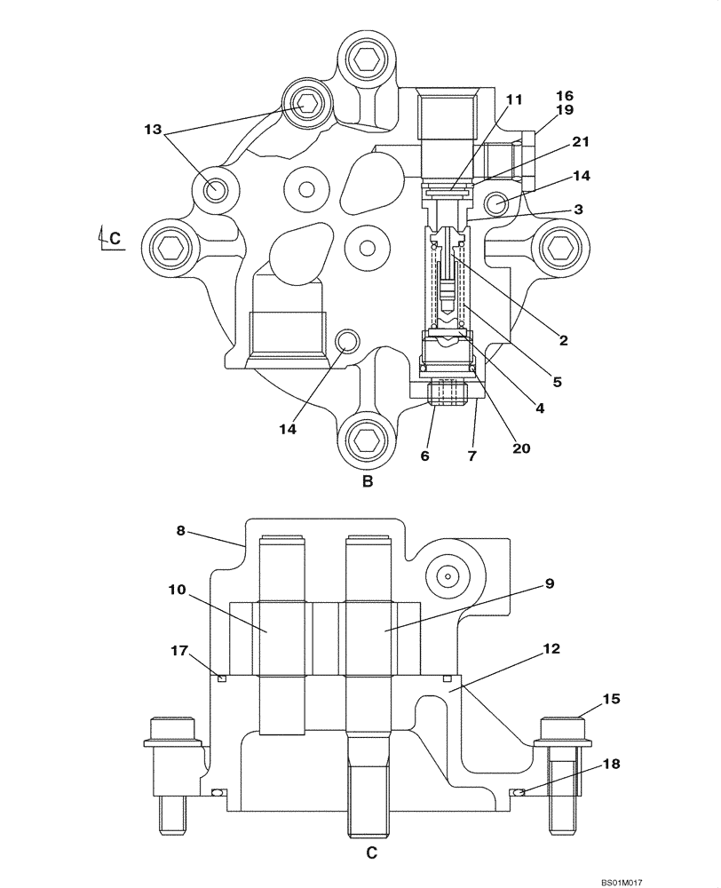 Схема запчастей Case CX800 - (08-101-00[01]) - PUMP ASSY, HYDRAULIC - DRIVE (08) - HYDRAULICS