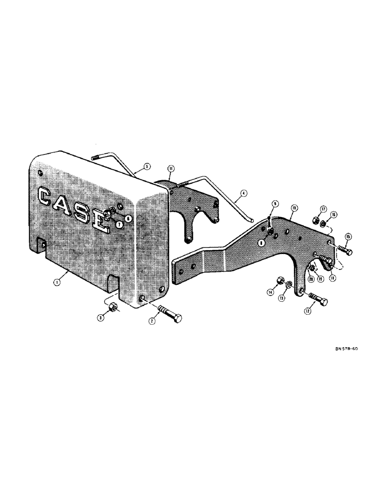 Схема запчастей Case 320 - (128) - REAR COUNTERWEIGHT (WITH P.T.O. AND BELT PULLEY) (05) - UPPERSTRUCTURE CHASSIS