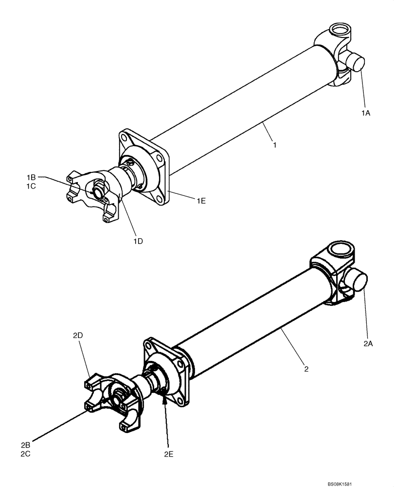 Схема запчастей Case 721E - (06-51) - DRIVE SHAFT, FRONT (06) - POWER TRAIN