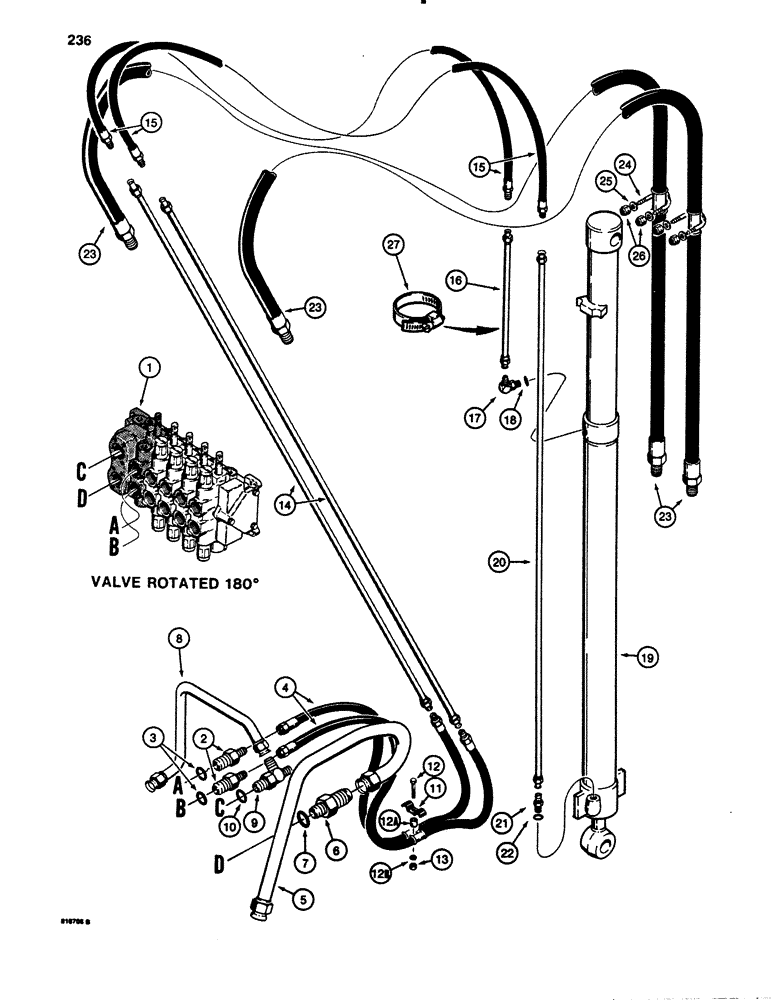 Схема запчастей Case 780B - (236) - BACKHOE EXTENDABLE DIPPER HYDRAULIC CIRCUIT (08) - HYDRAULICS