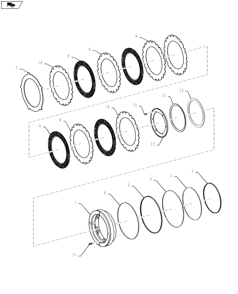 Схема запчастей Case 621F - (25.100.10) - FRONT AXLE BRAKE LIMITED SLIP (25) - FRONT AXLE SYSTEM