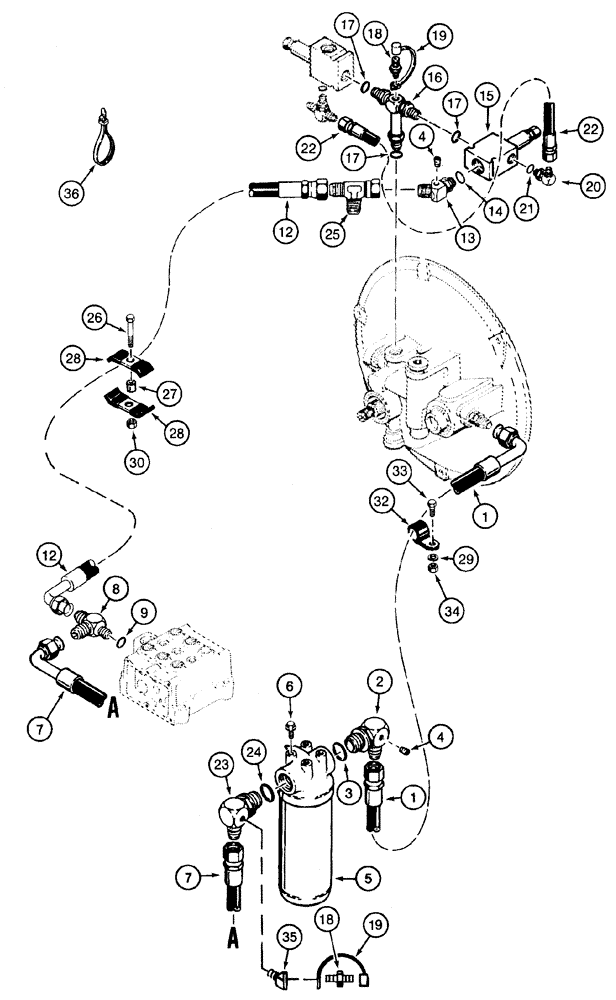 Схема запчастей Case 550H - (6-13) - HYDRAULIC CIRCUIT - CRAWLER, TORQUE CONVERTER TO TRANSMISSION (06) - POWER TRAIN