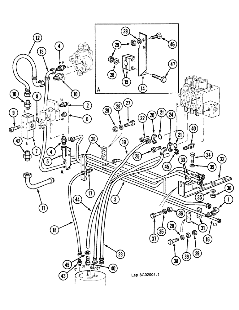 Схема запчастей Case 688C - (8C-14) - VALVE SUPPORT HYDRAULIC CIRCUIT, (XXXXX-) (07) - HYDRAULIC SYSTEM