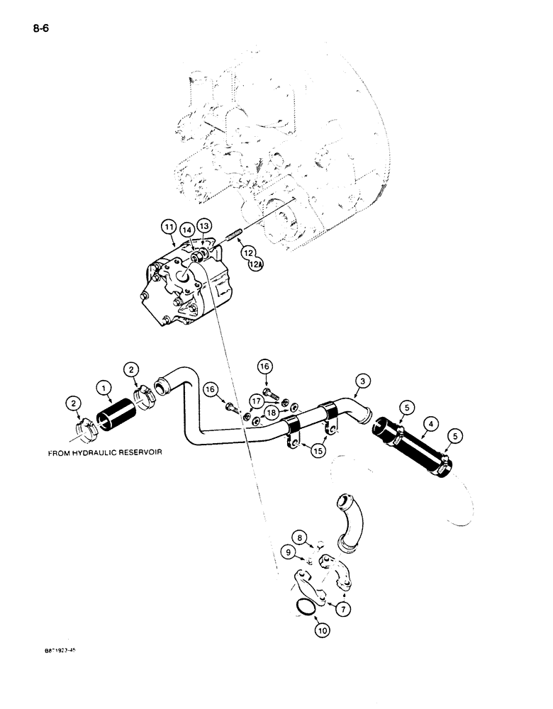 Схема запчастей Case 850D - (8-006) - EQUIPMENT HYDRAULIC CIRCUIT, RESERVOIR TO PUMP (08) - HYDRAULICS