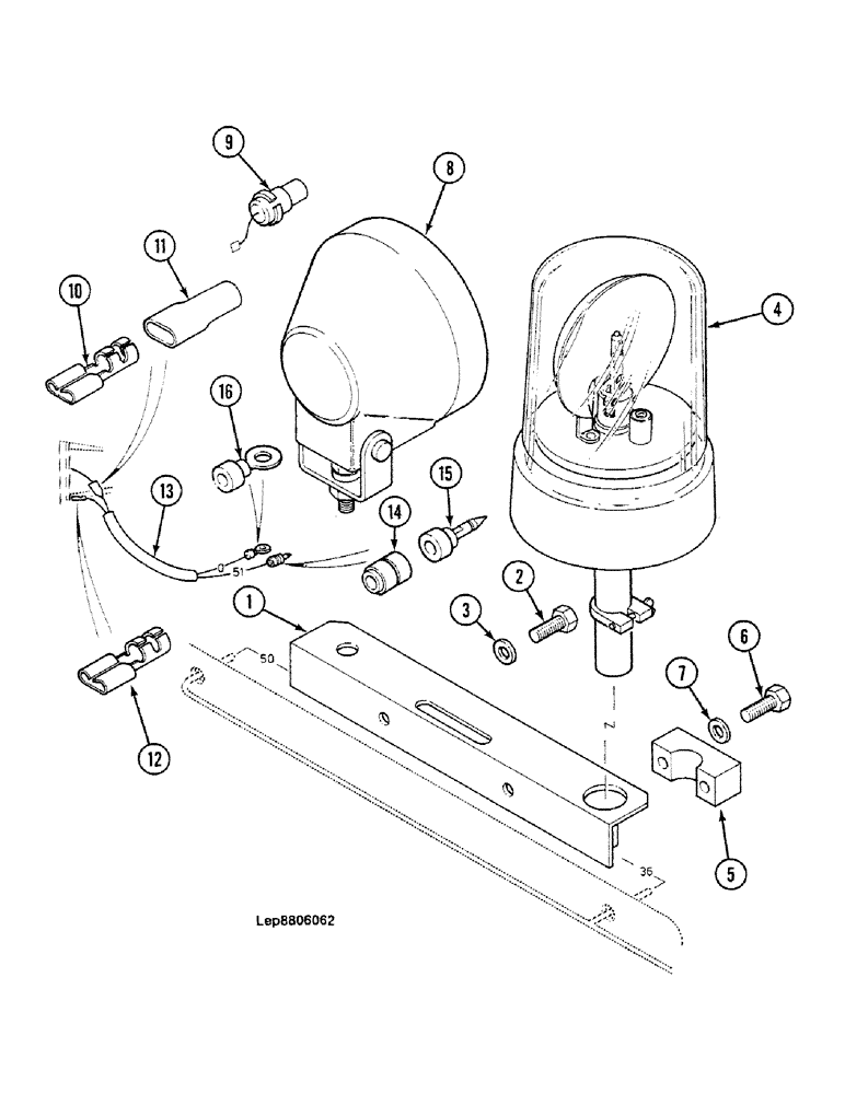 Схема запчастей Case 688C - (4-46) - ROTARING BEACON AND REAR CAB LIGHT (06) - ELECTRICAL SYSTEMS