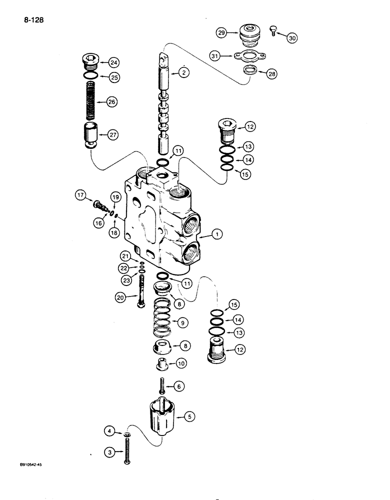 Схема запчастей Case 855D - (8-128) - N14017 DOZER TILT OR ANGLE SECTION (08) - HYDRAULICS