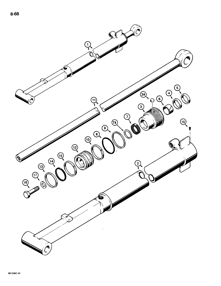 Схема запчастей Case 26D - (8-68) - G101203 DIPPER EXTENSION CYLINDER 