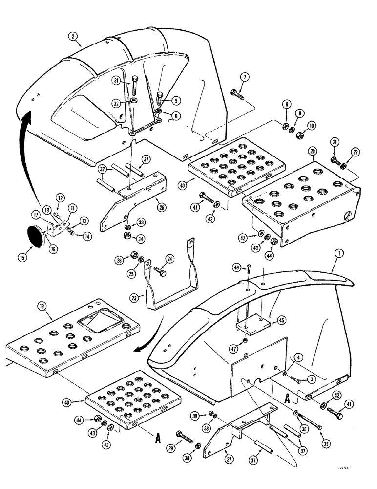 Схема запчастей Case 380CK - (098) - SHELL FENDERS AND FLOOR PLATES 