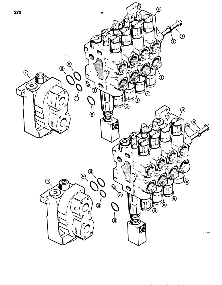 Схема запчастей Case 850B - (272) - R34596 FOUR SPOOL CONTROL VALVE, LOADER WITH RIPPER AND CLAM BUCKET (07) - HYDRAULIC SYSTEM