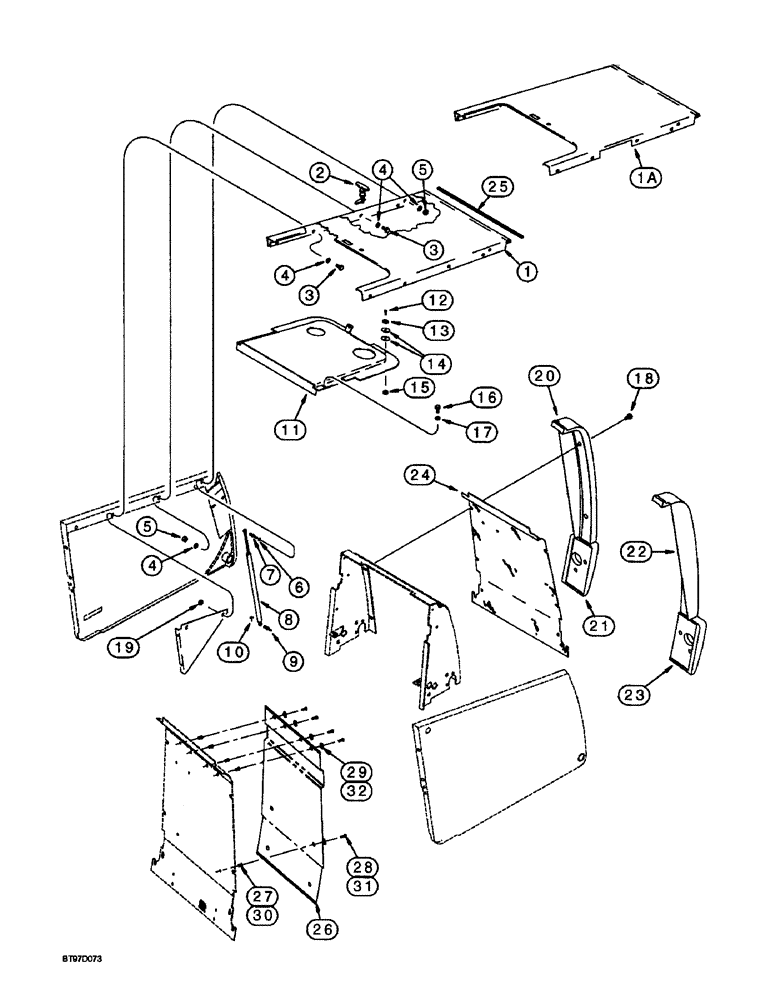 Схема запчастей Case 570LXT - (9-088) - TILT HOOD, UPRIGHT COVER, GRILLE UNIT, AND CHAFF SCREEN (09) - CHASSIS/ATTACHMENTS