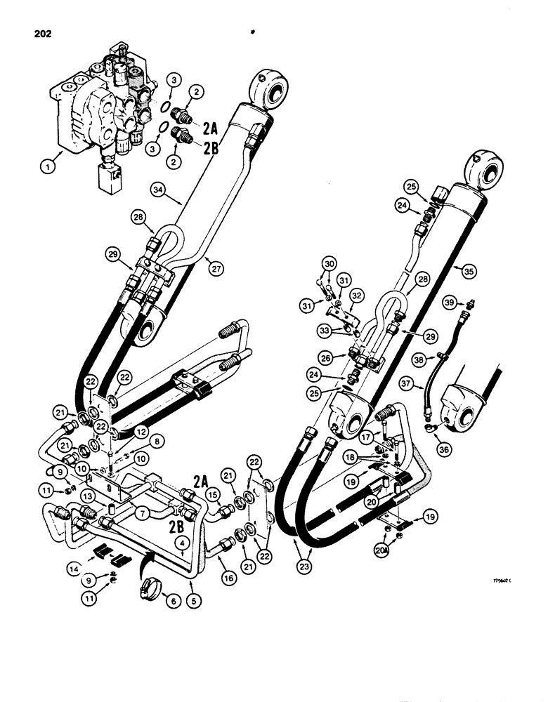 Схема запчастей Case 850B - (202) - LOADER LIFT HYDRAULIC CIRCUIT (07) - HYDRAULIC SYSTEM