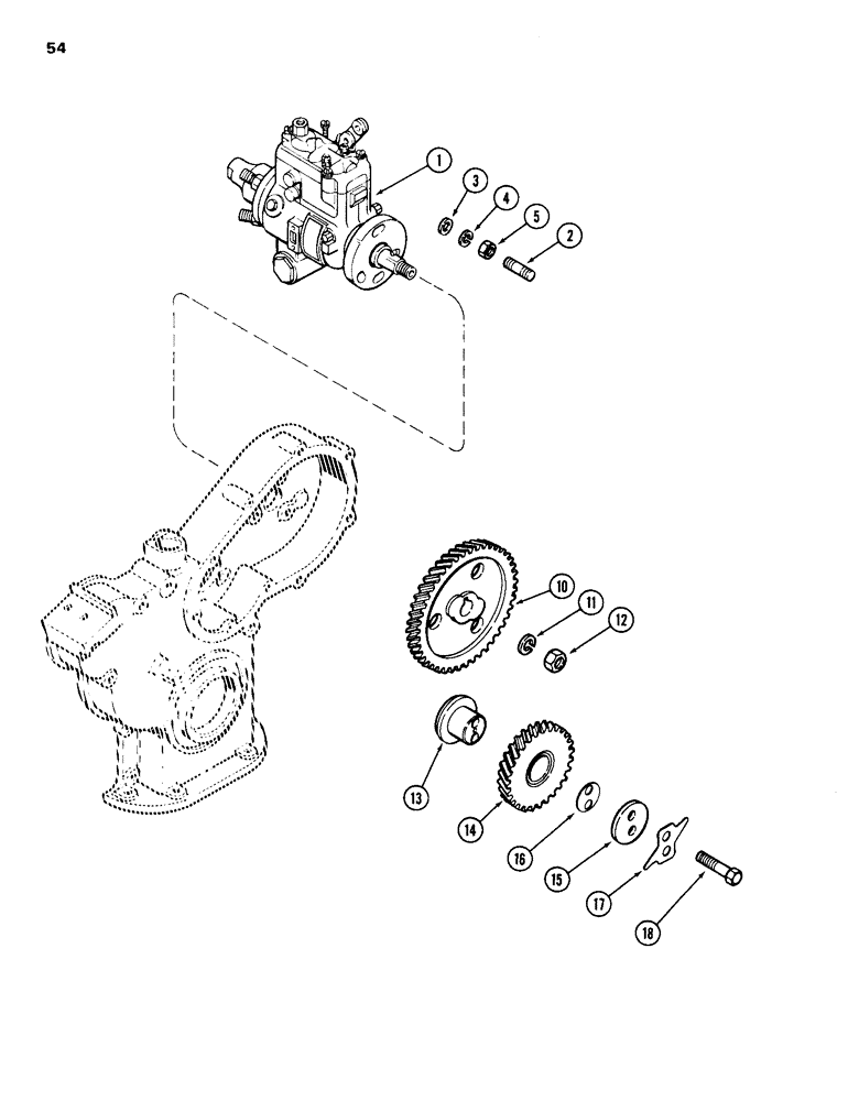 Схема запчастей Case 584D - (054) - INJECTION PUMP DRIVE, 188 DIESEL ENGINE (10) - ENGINE