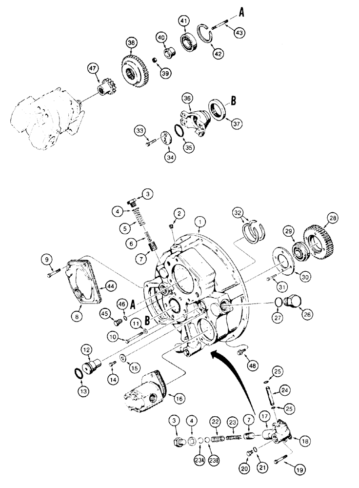 Схема запчастей Case 1150H - (06-01) - TORQUE CONVERTER (06) - POWER TRAIN