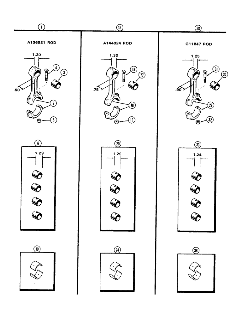 Схема запчастей Case 580B - (029A) - CONNECTING ROD, (188) DIESEL ENGINE, 1ST USED ENG. SER. NO. 2767997 (02) - ENGINE