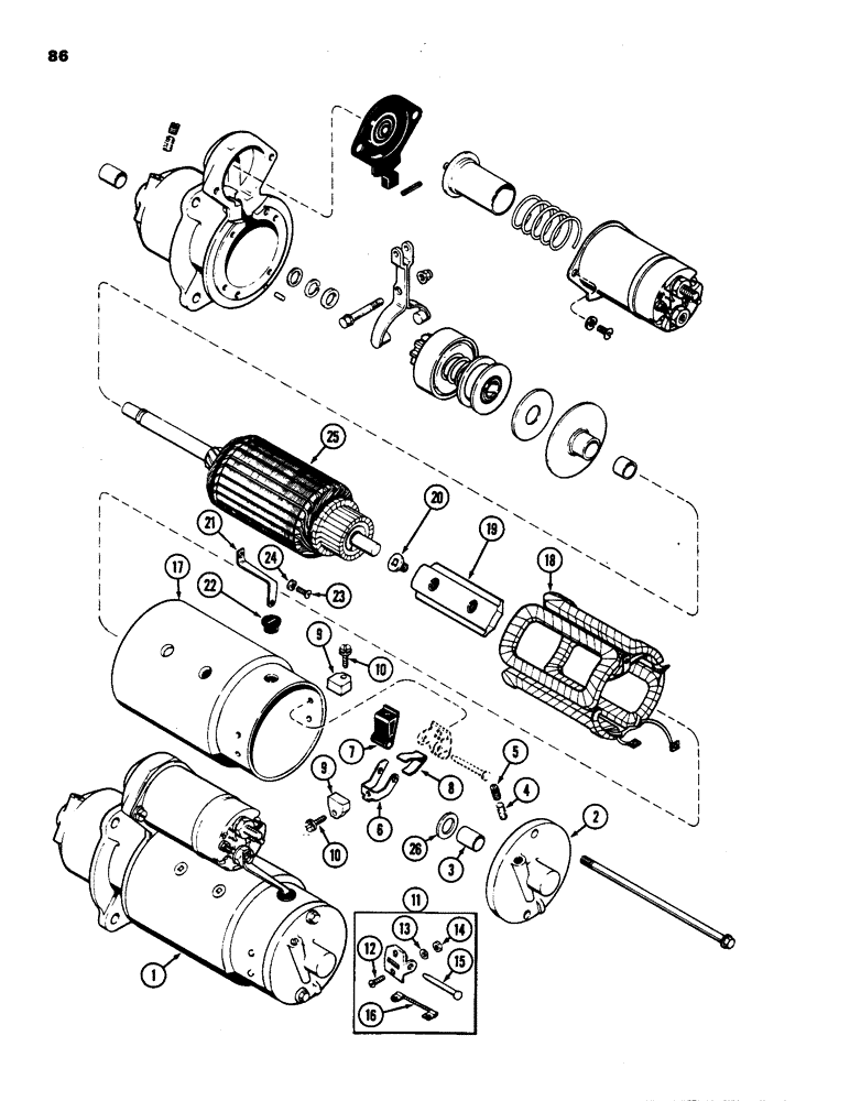 Схема запчастей Case 1835 - (086) - D12495 STARTER, 188 DIESEL ENGINE (04) - ELECTRICAL SYSTEMS