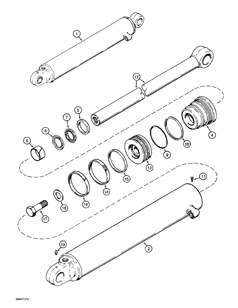 Схема запчастей Case 590SL - (8-152) - BACKHOE STABILIZER CYLINDERS (08) - HYDRAULICS