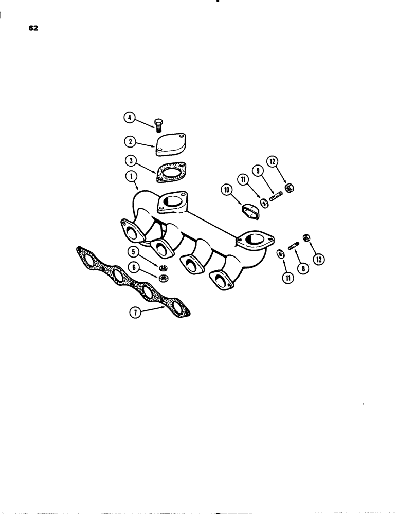 Схема запчастей Case 1845 - (062) - EXHAUST MANIFOLD, 188 DIESEL ENGINE (10) - ENGINE