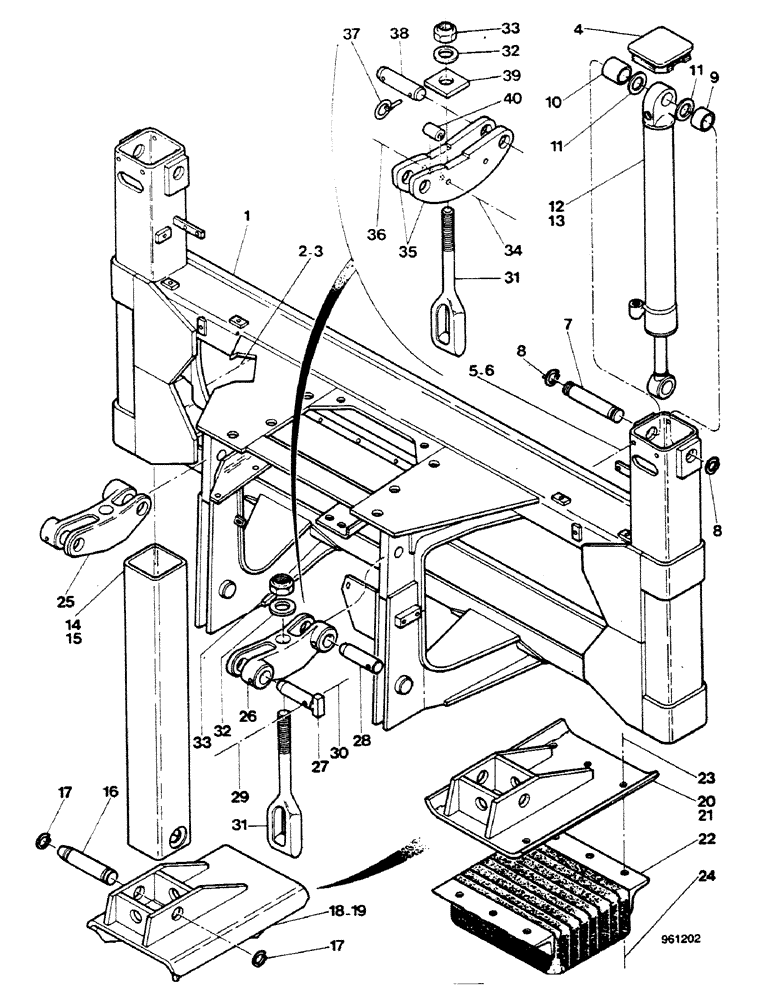 Схема запчастей Case 580G - (378) - SIDESHIFT BACKHOE - MOUNTING FRAME AND STABILIZERS (09) - CHASSIS/ATTACHMENTS