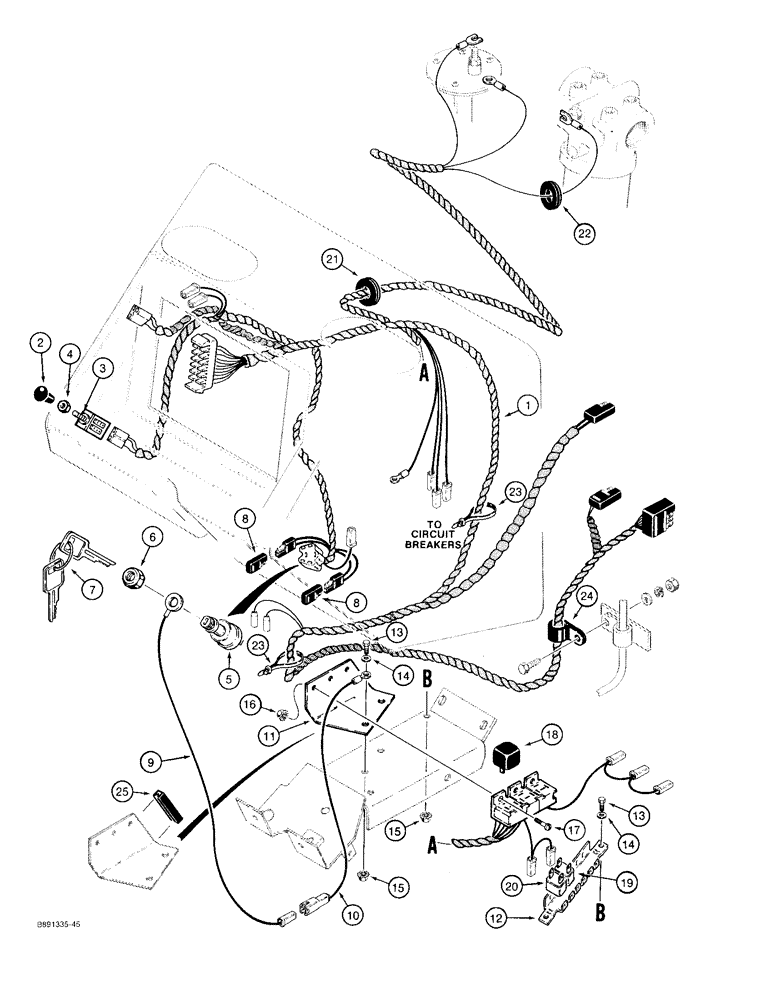 Схема запчастей Case 480F LL - (4-14) - MAIN WIRING HARNESS AND CONNECTIONS (04) - ELECTRICAL SYSTEMS