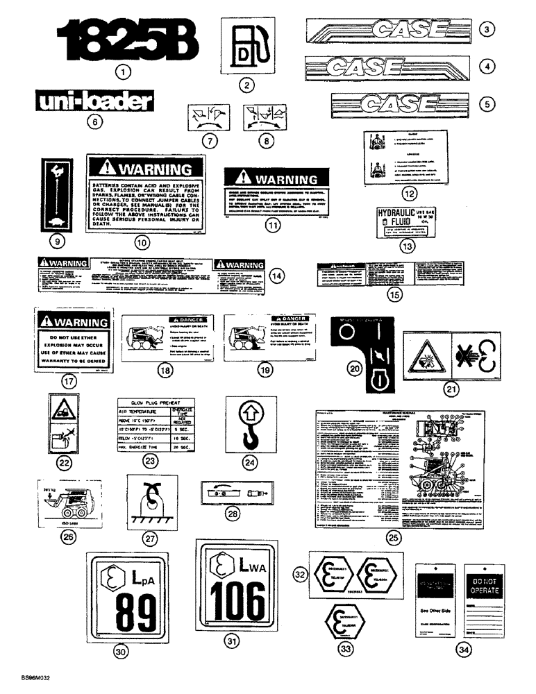 Схема запчастей Case 1825B - (9-70) - DECALS, FINNISH, EUROPE (09) - CHASSIS/ATTACHMENTS