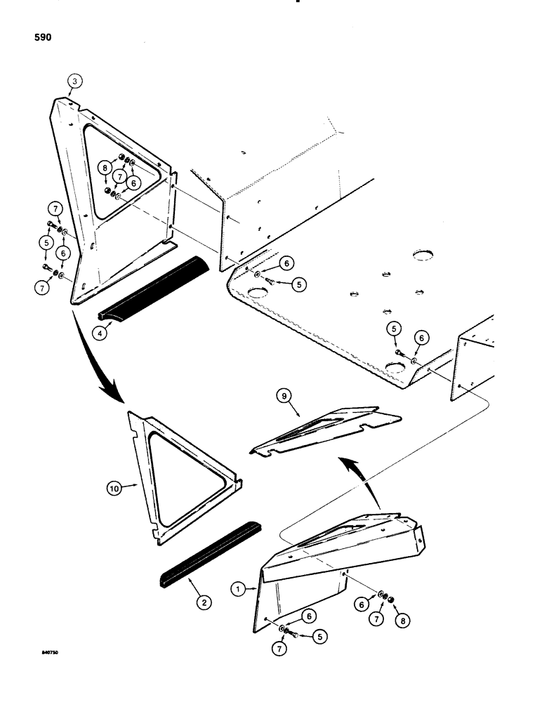 Схема запчастей Case 580SE - (590) - REAR CLOSURE PANELS, CAB MODELS WITH BACKHOE (09) - CHASSIS/ATTACHMENTS